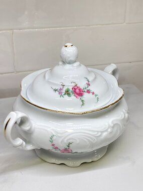 Royal Kent Poland RKT6 Tureen & Lid Fine China Floral Gold Trim Serving Bowl